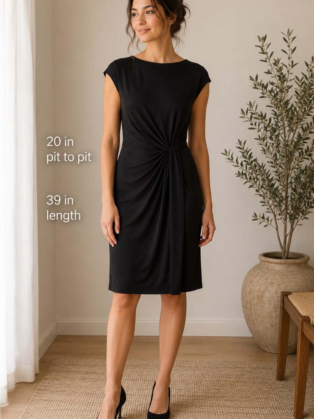 Tory Burch Odila black stretch-silk knot-waist dress,